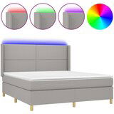  The Living Store Box spring postelja z vzmetnico LED sv. siva 160x200 cm blago - Box Spring Postelja, (21501235) | Shoptok.si