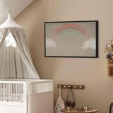  Slika - Rainy June - Colorful Rainbow Emerging from Clouds on a Bright Background 120x80 U crnom drvenom okviru | shoptok.hr