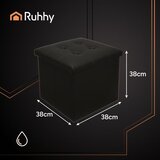 Ruhhy sklopivi puf s prostorom za pohranu 38 × 38 cm, crna eko koža | shoptok.hr