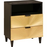 vidaXL Nočna omarica Črna in zlata 50 x 33 x 60 cm trden mangov les | Shoptok.si