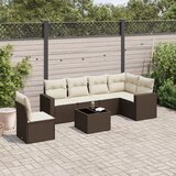 Maison Chic Seti vrtnega pohištva - Vrtna garnitura - Vrtni pohištvo set 7-delna z blazinami rjav poli ratan, (21803185) | Shoptok.si