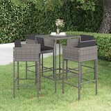  5-dijelni vrtni barski set od poliratana s jastucima sivi Siva 70 x 70 x 110 cm | Shoptok.si