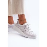S. BARSKI Women's Openwork Wedge Sneakers Natural Leather Light Grey S.Barski LR482 | Shoptok.si