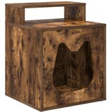 vidaXL Mačja hiša Dimljeni oreh 42.5 x 40 x 52.5 cm Konstruiran les, (5000111121) | Shoptok.si