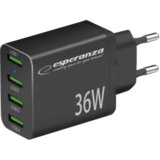  USB punjač 4xUSB-A, ESPERANZA QUICK POWER CHARGER 36W 4x USB-A QC 3.0 18W, EZC107K | Eponuda.ba