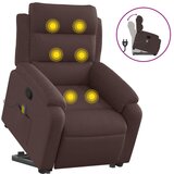 Maison Chic masažni naslanjač - Relax naslanjač s funkcijo vstajanja temno rjavo blago, (22061922) | Shoptok.si