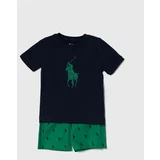 Polo Ralph Lauren Otroška bombažna pižama zelena barva