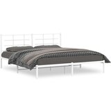  The Living Store Kovinski posteljni okvir z vzglavjem bel 183x213 cm - Posteljni Okvir, (21450588) | Shoptok.si