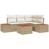 vidaXL 5-delni set vrtnega kavča z blazinami Bež Poli Ratan Acacia | Shoptok.si