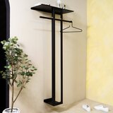 Spinder Design Črn jeklen stenski obešalnik s polico 70 cm Luno Large – | Shoptok.si