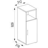 MID.YOU Spodnja Omarica Flandu, Antracit, Hrast | Shoptok.si