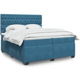 vidaXL Box spring postelja z vzmetnico modra 200x200 cm žamet | Shoptok.si