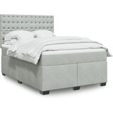  The Living Store Box spring postelja z vzmetnico svetlo siva 140x200 cm žamet - Box Spring Postelja, (21458051) Cene