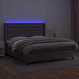  Krevet box spring s madracem LED sivi 160x200cm od umjetne kože | shoptok.hr