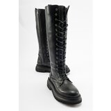LuviShoes PEGOS Black Lace-Up Zippered Women's Boots Cene
