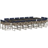  17-dijelni vrtni blagovaonski set s jastucima sivi poli ratan | Eponuda.com