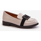 VINCEZA Lacquered Women's Moccasins With Decoration Light Gray 58389 | Shoptok.si