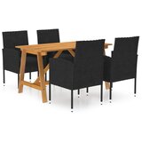  5-dijelni vrtni blagovaonski set crni Cijene