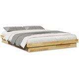 vidaXL posteljni okvir brez vzmetnice 135x190 cm masivni les hrast | Shoptok.si