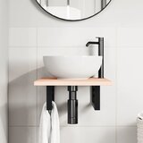  Zidna polica za umivaonik od čelika i masivne hrastovine Smeđa 40 x 60 x 2 cm | Shoptok.si