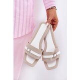 Boto Flat Ladies Slippers With Strap And Buckle Beige-White Zilina | shoptok.hr