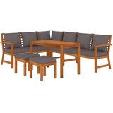  7-dijelni vrtni blagovaonski set s jastucima od bagremovog drva | shoptok.hr