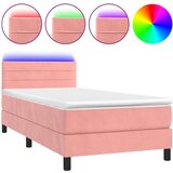  Box spring postelja z vzmetnico LED roza 90x200 cm žamet, (20724935) | Shoptok.si