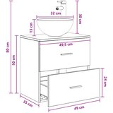  Umivaonik s montiranjem na zid Staro drvo 49,5 x 35 x 63 cm | shoptok.hr