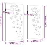  Vrtni zidni ukrasi 2 kom 105x55 cm čelik COR-TEN cvjetni uzorak | shoptok.hr