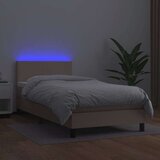  Krevet box spring madrac LED cappuccino 90x190cm umjetna koža | shoptok.hr