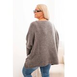 Kesi Włoski Women's Plus Size sweater with acrylic in a loose fit and 3/4 sleeves gray | shoptok.hr