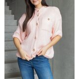 Gemre Shela pink women's sweater with short sleeves decorative buttons | Shoptok.si