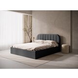 Micadoni Antracitno siva oblazinjena zakonska postelja s prostorom za shranjevanje/brez vzglavja z letvenim dnom 180x200 cm Susan – | Shoptok.si