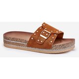 Boto Women&#039;s Platform Slippers With Buckle And Studs Camel Nusithia | Shoptok.si
