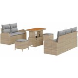 vidaXL Vrtna sedežna garnitura z blazino 8 pcs Bež in svetlo siva | Shoptok.si