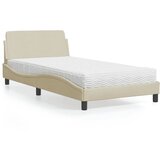 vidaXL Postelja z vzmetnico krem 100x200 cm blago Cene