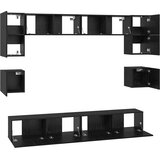  Set TV komoda 8 kom. Crni hrast Konstruirano drvo | shoptok.hr