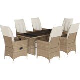  The Living Store Vrtna jedilna garnitura 7-delna z blazinami bež poli ratan - Vrtna Jedilna Garnitura, (21461292) | Shoptok.si