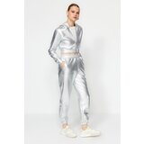 Trendyol Gray Foil Printed Fleece High Waist Knitted Sweatpants | shoptok.hr