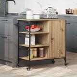 vidaXL Kuhinjski voziček Ročno obdelan hrast 87,5x38,5x84,5 cm Inženirski les | Shoptok.si