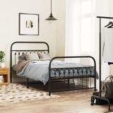 Metalni okvir kreveta uzglavlje i podnožje crni 100x190 cm | shoptok.hr