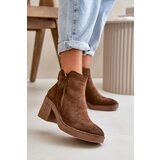 Boto Lined Women's Boots with Block Heel in Faux Suede Dark Brown Velarilla | ePonuda.com