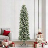 vidaXL Umetno vitko božično drevo med 300 LED Zelena in bela 240 cm | Shoptok.si