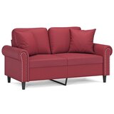 vidaXL Dvosjed s ukrasnim jastucima boja vina 120 cm umjetna koža | shoptok.hr