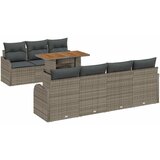 vidaXL 8-dijelni set vrtne sofe s jastučićima Siva Poli Ratan Akacija, 2-sjedna vrtna sofa s jastučićima Siva Poli Ratan | shoptok.hr