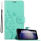 Cadorabo Samsung Galaxy S23 in klasično srebrno - ovitek v cvetličnem dizajnu z magnetnim zapiranjem, stoječo funkcijo in režami za kartice, (20860138) | Shoptok.si