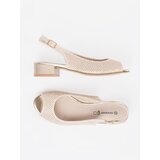 GOODIN Light beige openwork sandals with a low heel | Shoptok.si