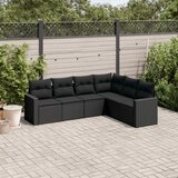  6-dijelni set vrtnih sofa s jastucima crni od poliratana | shoptok.hr