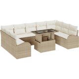 vidaXL 10-delni vrtni kavč set z blazinami bež poli ratanu | Shoptok.si