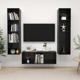 Sijaj 3-dijelni set TV ormarića visoki sjaj crni od iverice | shoptok.hr
